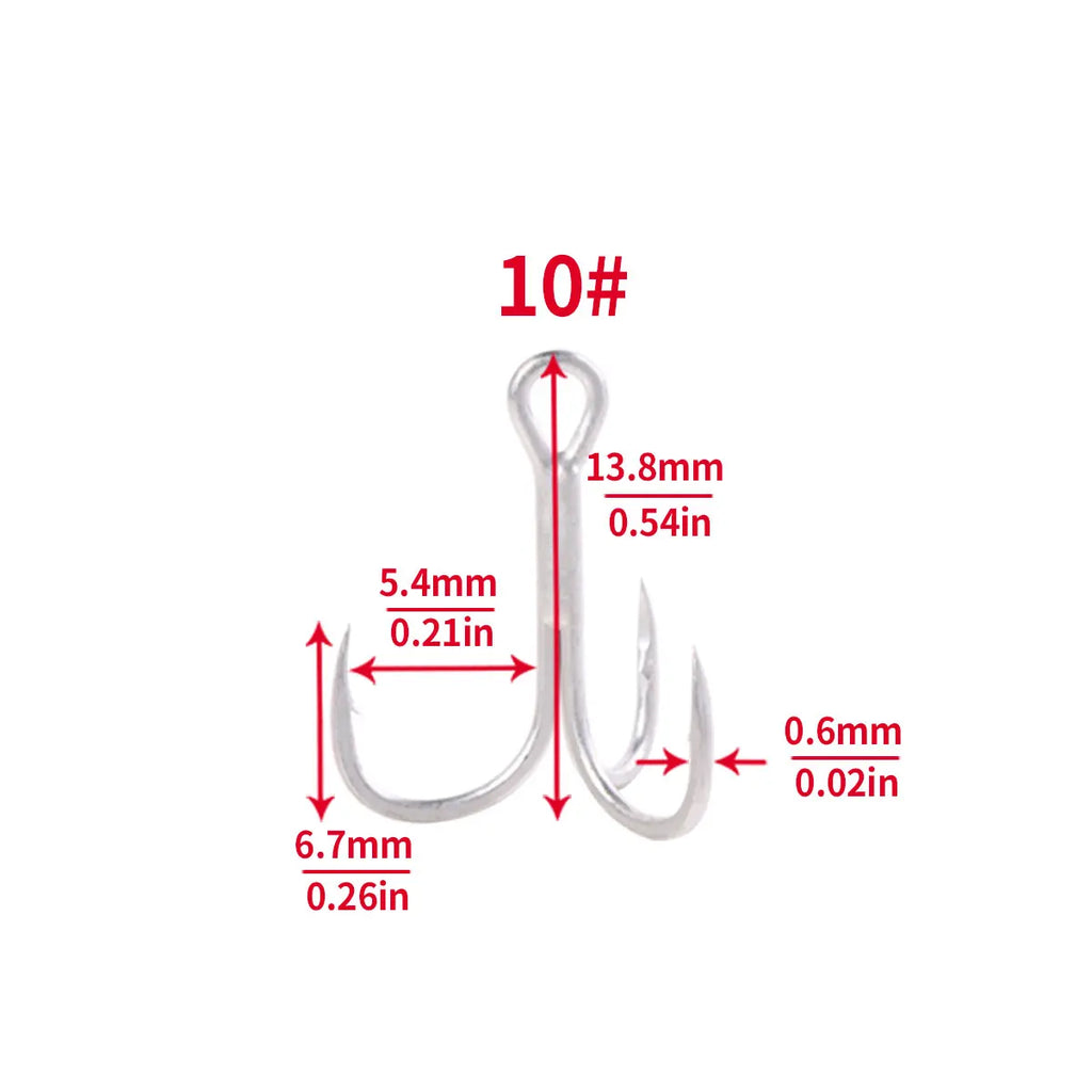 20pcs 4# 6# 8# 10#2# Fishing Hook High Carbon Steel Treble Hooks Bent Triple Fishhooks Set Anchor Hooks For Sea Fishing
