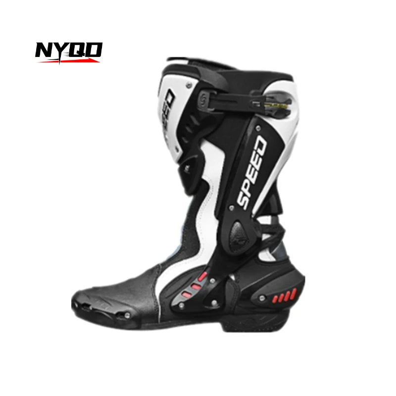 Men's High-Top Motorcycle Riding Boots All-Season Non-Slip Anti-Fall Motorbike Shoes Professional Road Racing Touring Equipment