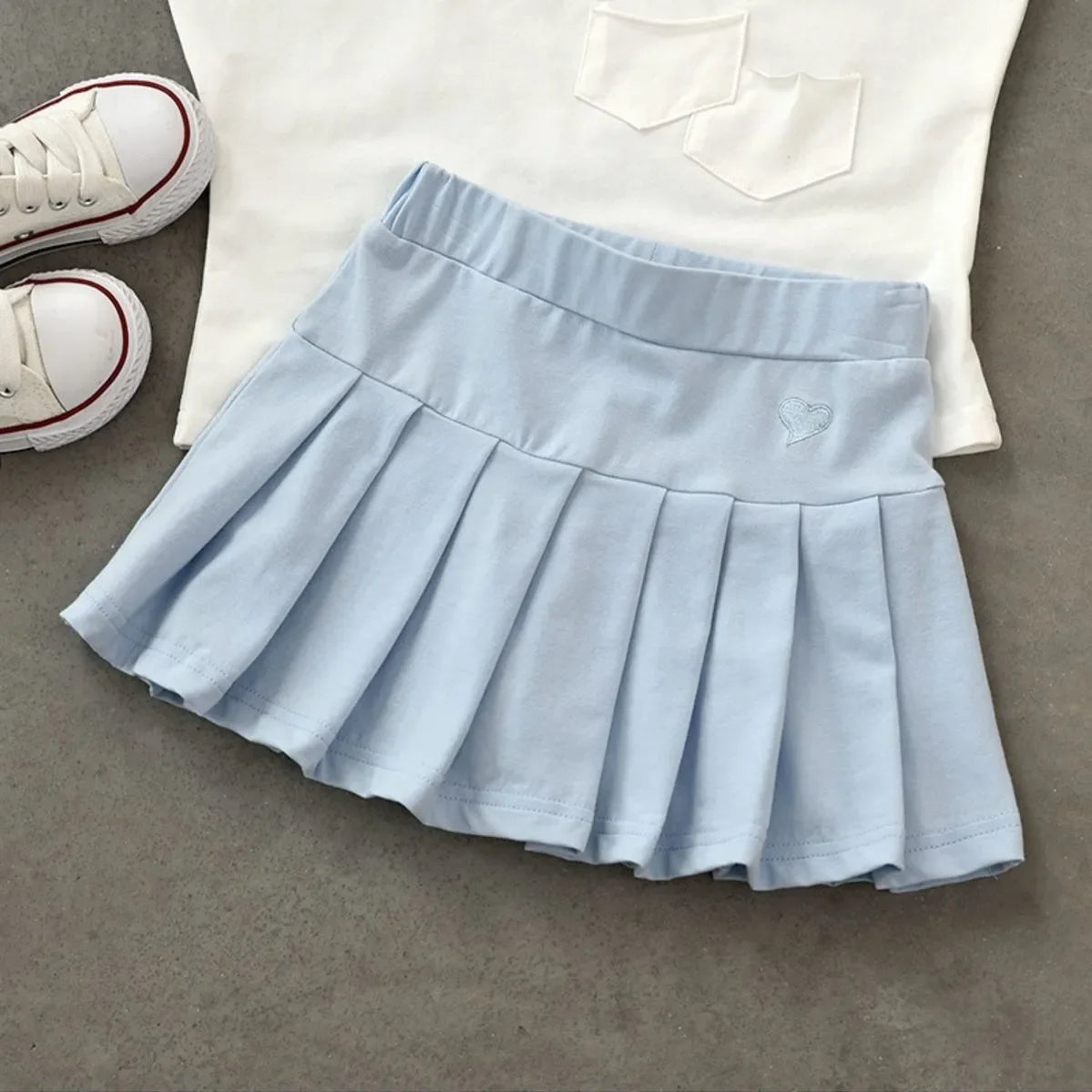 Kids Summer Dress with Safety Pants Thin Skirts for Girls New Pleated Skirt Pants Korean Student Uniform Skirts Back To School