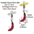 5Pcs/Box Propeller Worm Fishing Lure Spinner Spinning Bait Rotating Blade Sequin Bionic Fish Lure
