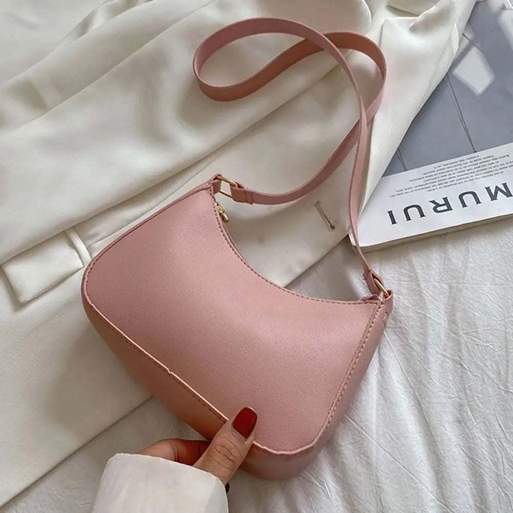 Women's Fashion Handbags Retro Solid Color PU Leather Shoulder Underarm Bag Casual Women Hobos Handbags sac à main femme