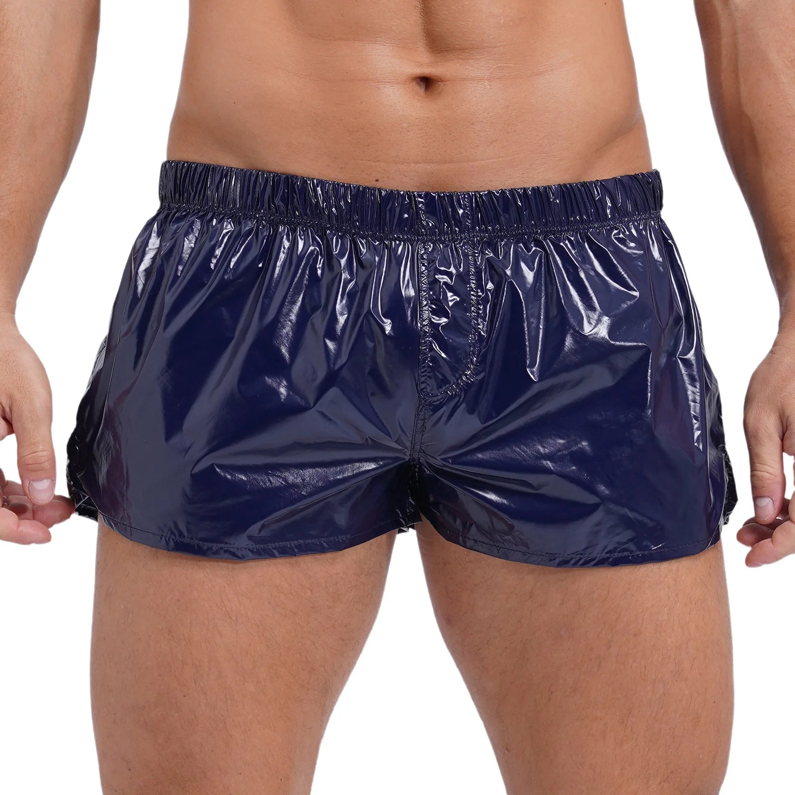 Swimwear for Mens Glossy Swimming Trunks Low Rise Shorts Male Beach Shorts Swimsuit Beachwear Swim Pool Party Nightclub Costume
