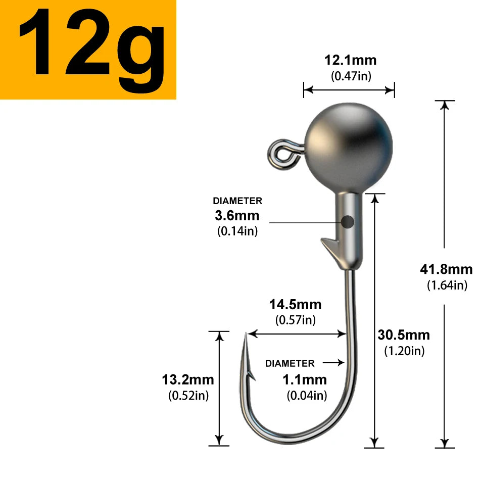 MrLurion 30pcs 1g 2g 3g 5g 10g 14g 18g 22g 25g 28g Fishing jigging head hook ,round head rigs fishhook for soft worm crank lures