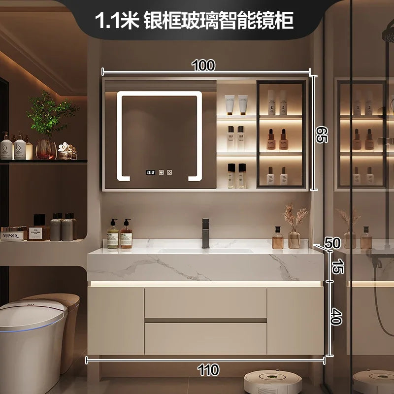 Partitions Storage Bathroom Cabinet Organizer Mirror Wall Shelves Accessories Toilet Cupboard Luxury Gabinete Home Furniture