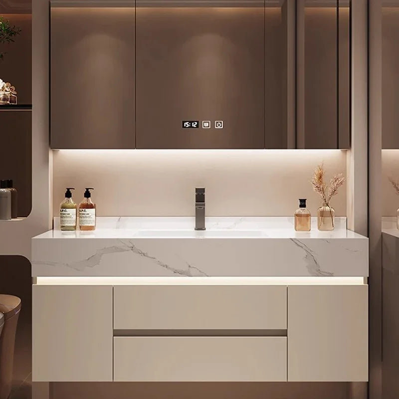 Partitions Storage Bathroom Cabinet Organizer Mirror Wall Shelves Accessories Toilet Cupboard Luxury Gabinete Home Furniture