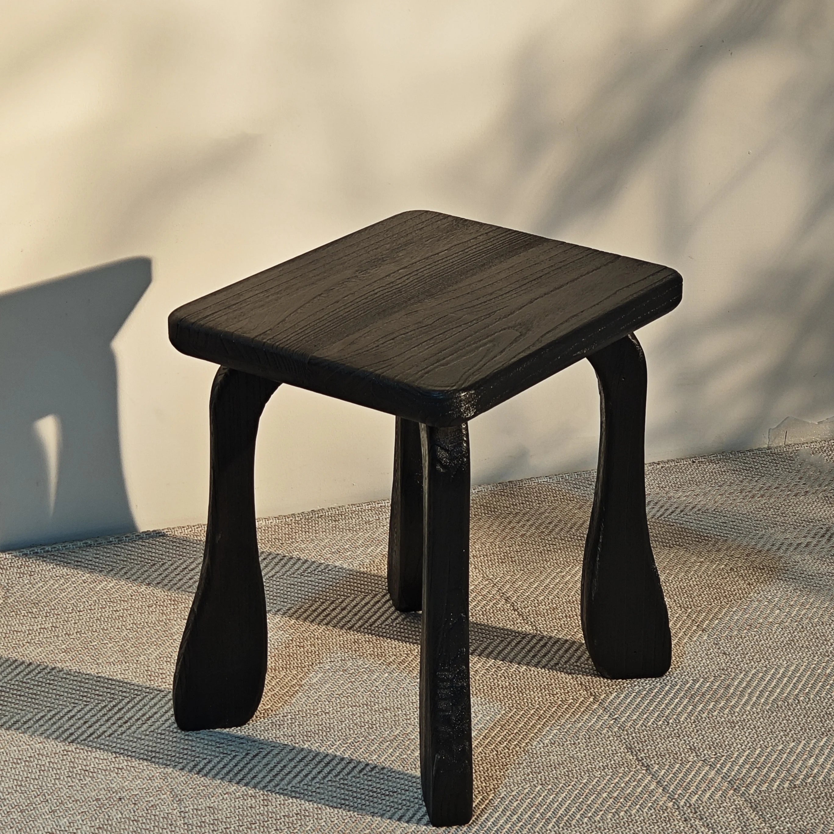 Mid-Century Wooden Vanity Stool for Bedroom Makeup Seat Multipurpose Dining Bench Balcony Display Plant Stand