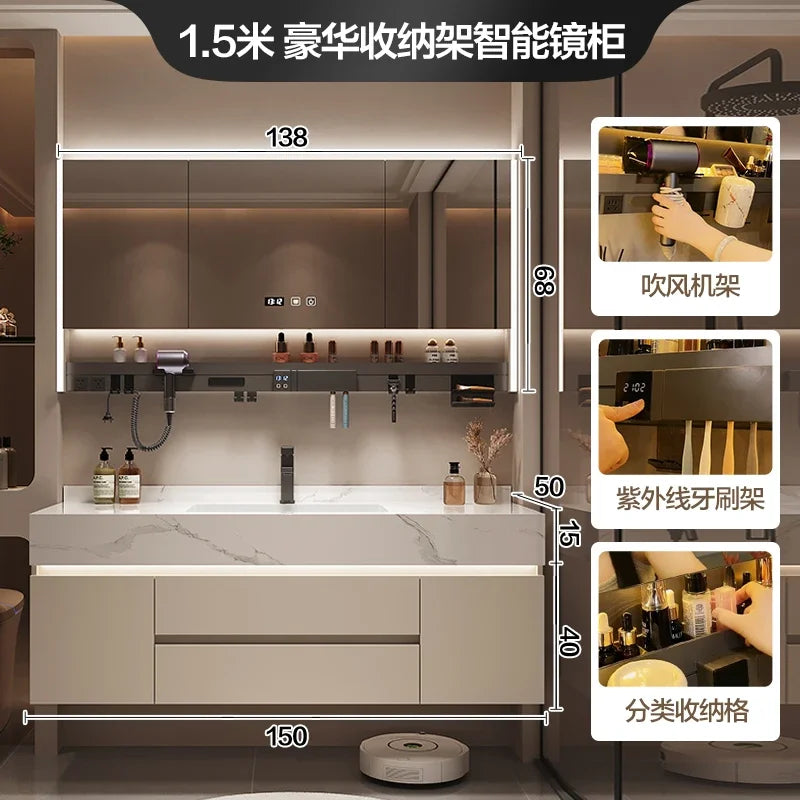 Partitions Storage Bathroom Cabinet Organizer Mirror Wall Shelves Accessories Toilet Cupboard Luxury Gabinete Home Furniture