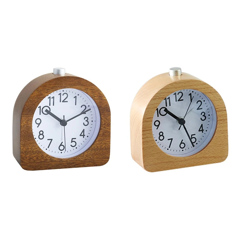 Alarm Clock Without Ticking Retro Wooden Alarm Clock With Dial Alarm Light Quiet Table Clock With Snooze Function