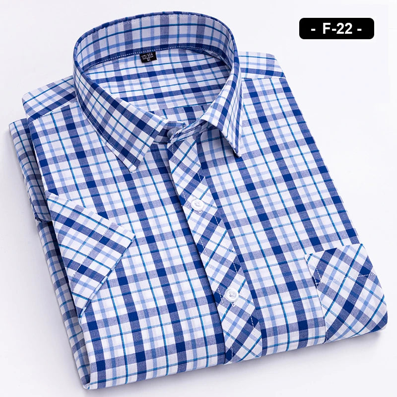 Plaid Short Sleeve Shirts For Man Cotton Checked Colorful New Fashion Summer Young Boy Beach Clothing Confortable Casual Shirts