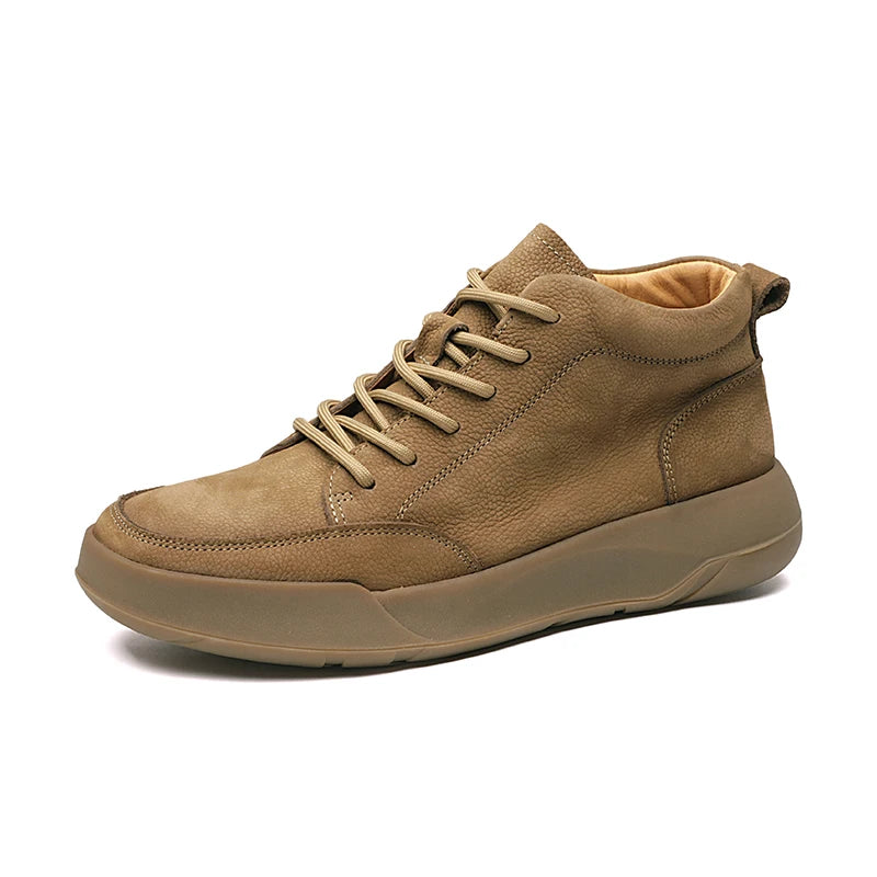 Men's Boots 2026 Spring New Cowhide Thick-soled Non-slip Natural Leather Soft Chelsea Single Short Boots Wide Barefoot Shoes