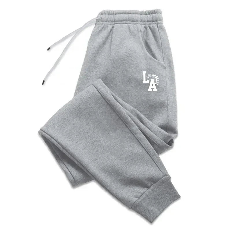 Mens Casual Pants LA Print Sweatpants Men Running Jogger Sports Gym Trousers Fashion Solid Color Workout Long Pants