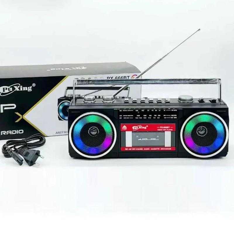 Portable Vintage Retro USB AM/FM/SW Multiband Radio Stereo Wireless Bluetooth Boombox Mp3 Audio Cassette Tape Player Recorder