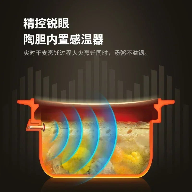220V Electric Stew Pot Home Intelligent Automatic Soup Electric Casserole Purple Sand Ceramic Pot Slow Cooker Crock Pan AE