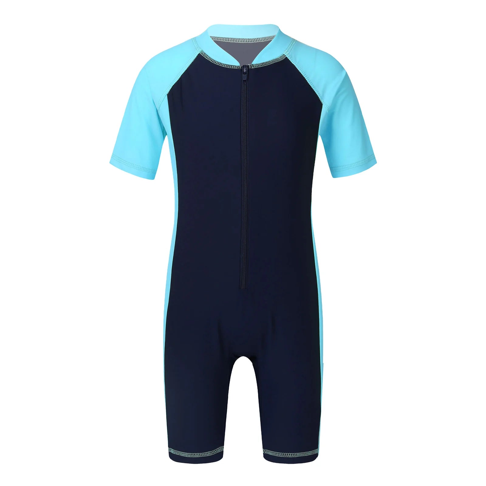 Kids Boys Girls Wetsuit Swimsuit One-piece Rash Guard Swimwear Short Sleeves Zippered Shorty Bodysuit Swimming Bathing Suit