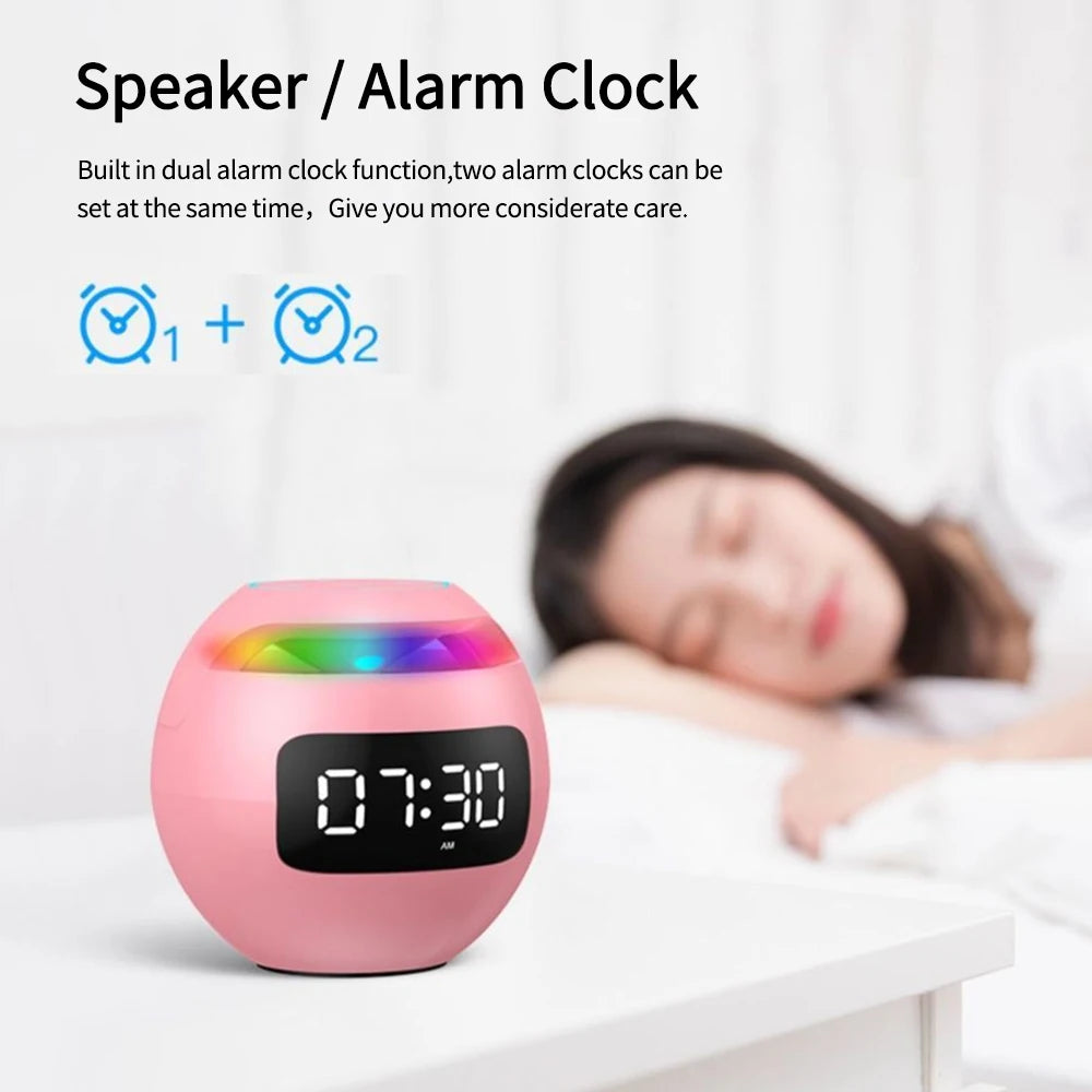 Clock Colorful Night Lights Bluetooth Speaker Mini Portable Home Bluetooth Speaker With LED Display TF Card MP3 USB Charging