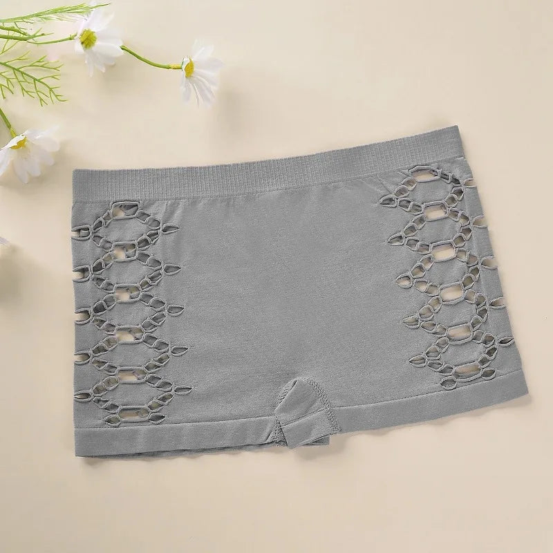 Beautiful women's underwear, low waist compression safety pants, square corner pants, geometric hollow lifting buttocks