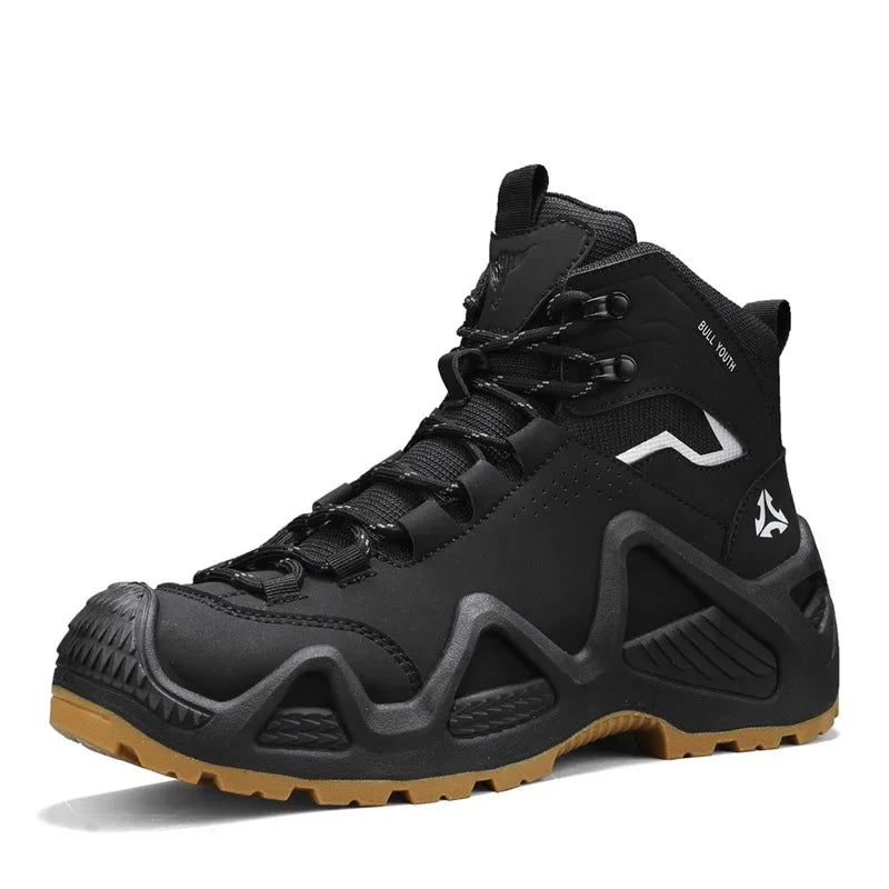 Men Tactical Boots with Straps for Combat Training Waterproof Straps Outdoor Hiking Breathable Shoes Multifunctional Motorcycle