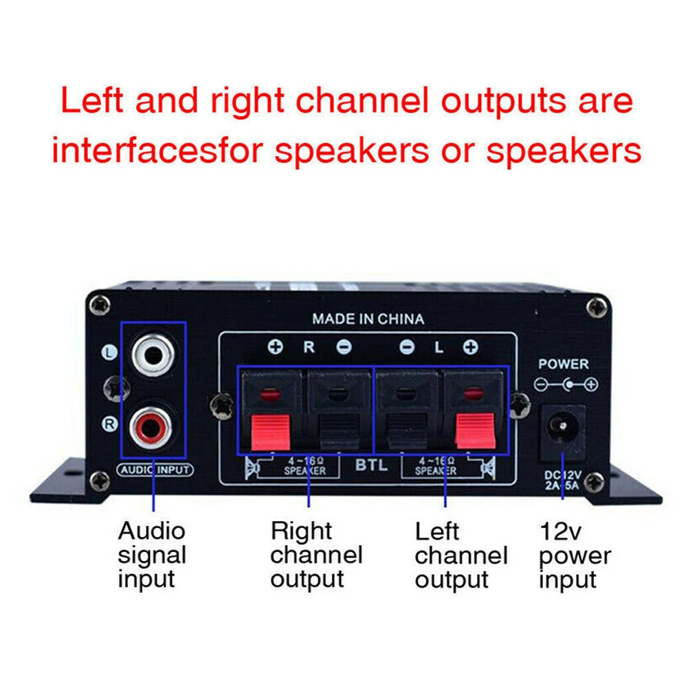 200W+200W Professional Home Amplifiers HiFi Stereo Audio Power Amplifier Subwoofer Amplifier Car Home Theater Sound System