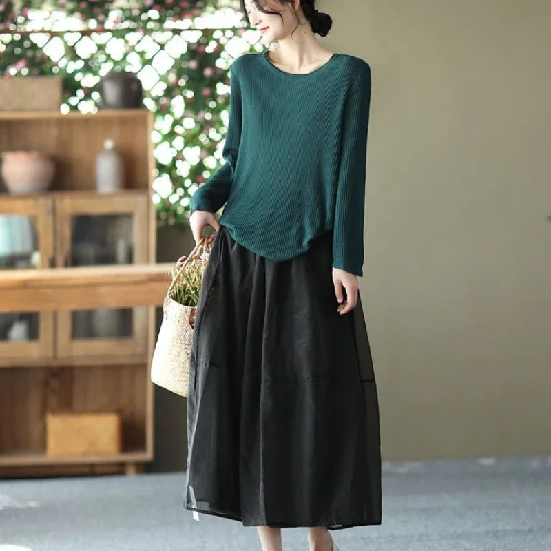 New In Female Skirts Midi Patchwork Women's Skirt Modest Aesthetic Chic and Elegant Premium Stylish Streetwear Summer 2025 Cheap