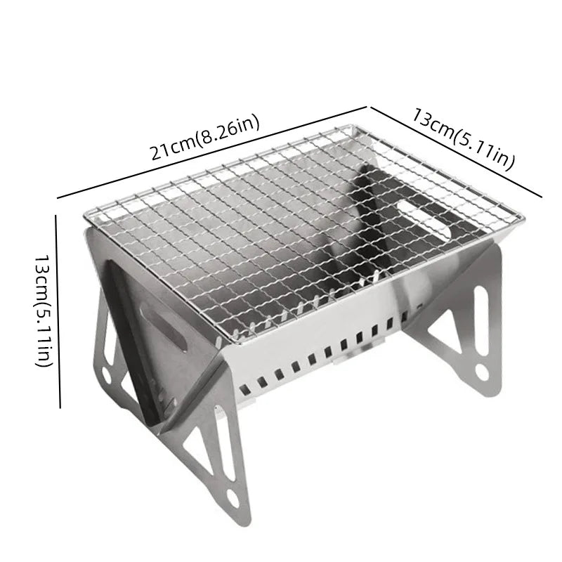 Wood Burning Camp Stove Picnic BBQ Burner Portable Folding Backpacking Stove with Grill-Grid Wood Fire Stove for Outdoor