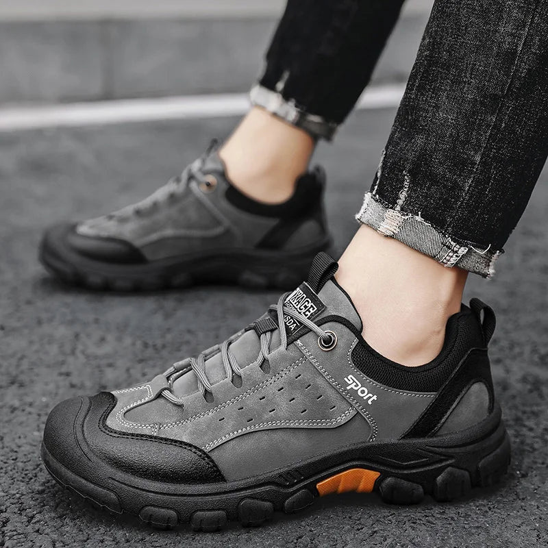 Men's Hiking Camping Shoe Waterproof Leather Upper Non Slip Hiking Boots Outdoor Durable Non Slip Sole Sports Shoes Large Size