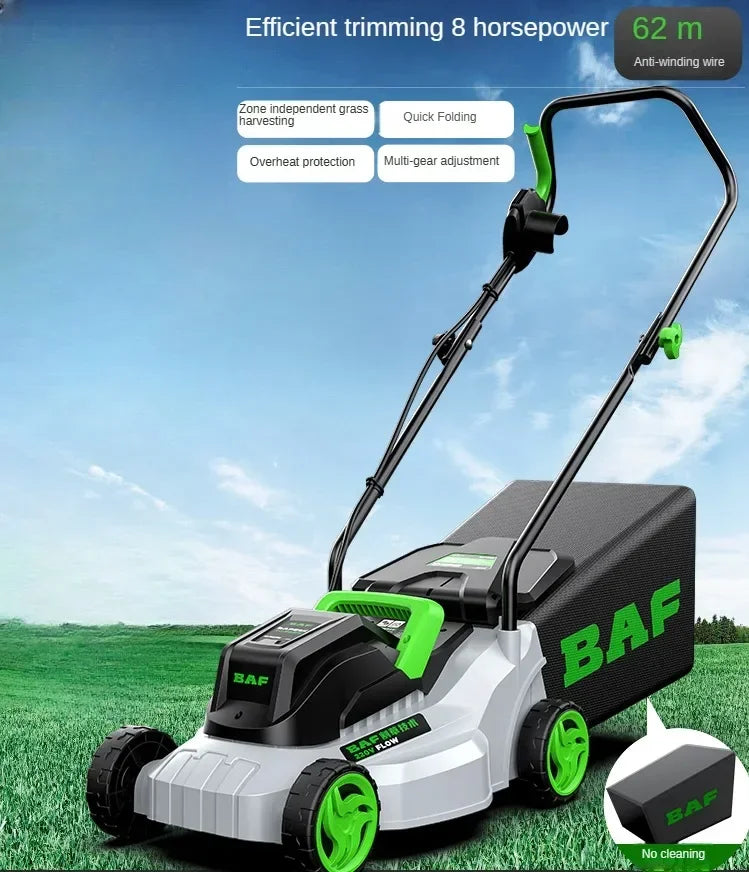 High-Power Electric Lawn Mower - Perfect for Large Yards, Push-Style Efficiency and Corded Operation Included