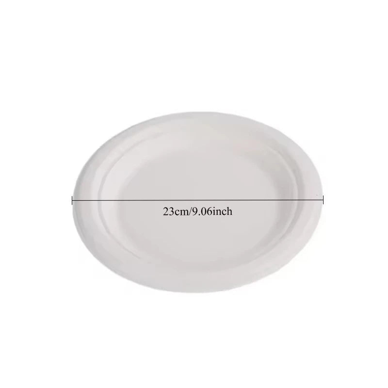 50PCS Disposable Paper Plates White Round Plates Cake Salad Dessert Party Picnic Home Kitchen Restaurant Dishes Daily Use