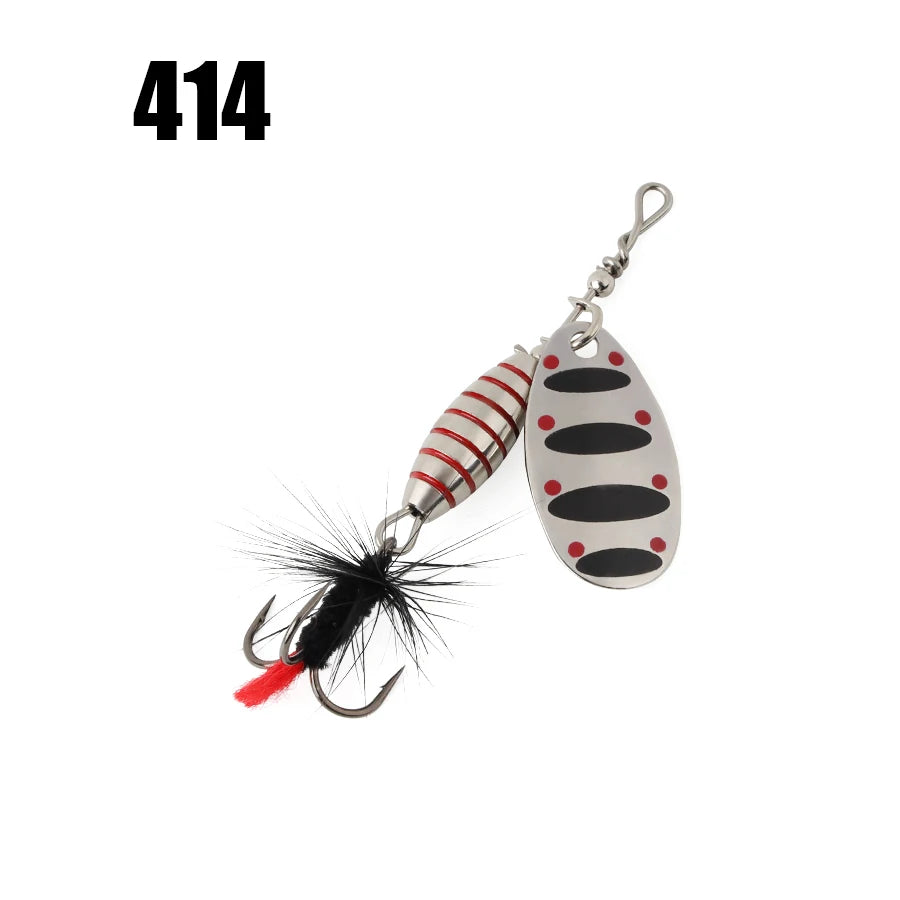 W.P.E 1pcs Spinner Lure 3.7g/5.3g/8.2g/10.5g Bait Metal Brass Spoon Hard Lure Feather Treble Hook Fake Lure Fishing Tackle Pesca