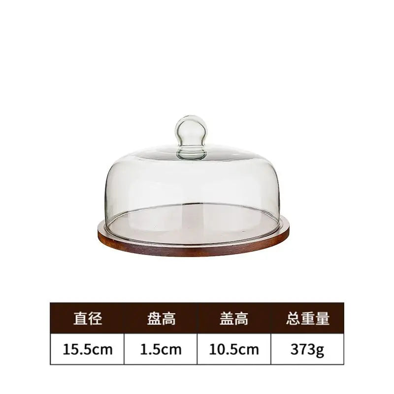 Cake Display Stand Fruit Plate with Cover Food Glass Cover Transparent Display Cake Plate Desserts Dish Cutlery Kitchen Utensils