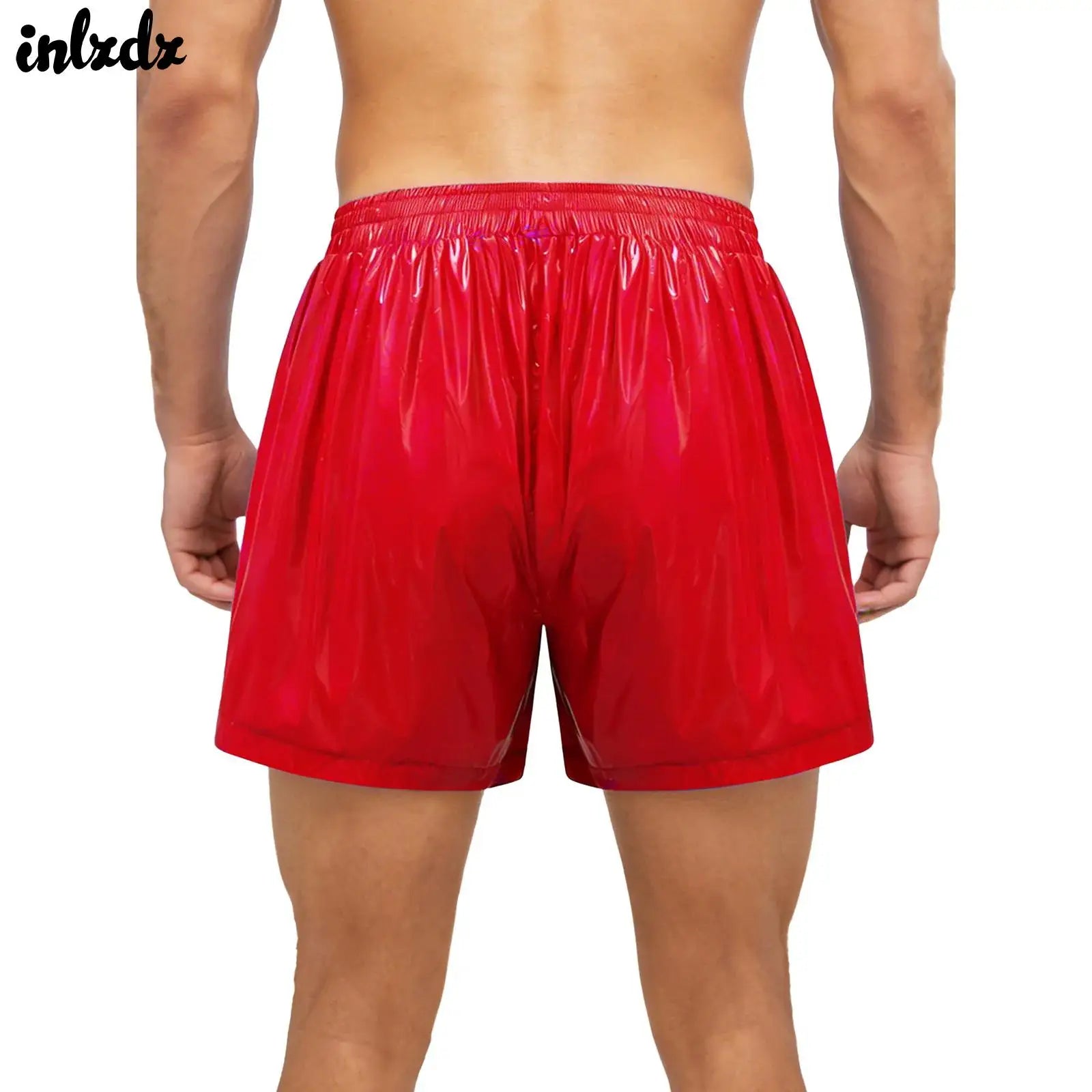 Swimwear Mens Wet Look Athletic Running Swim Shorts Athletic Beach Swimming Trunks with Pockets Stripes Elastic Waistband Shorts