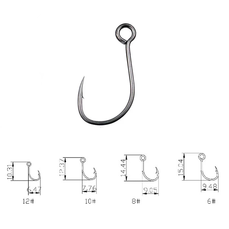 20Pcs/set Fish Hooks 4# 6# 8# 10# 12# Big Eye Single Fishing Hooks Lnline Fish Hooks For Live Bait&Hardbait Fishing Accessories