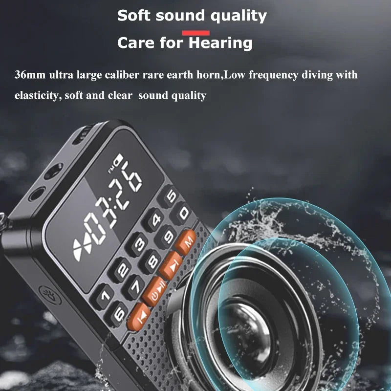 Mini Radio Portable Pocket AM FM Walkman Radios Bluetooth 5.0 Speaker TF Card Music Player with LED Flashlight For Home Soundbox