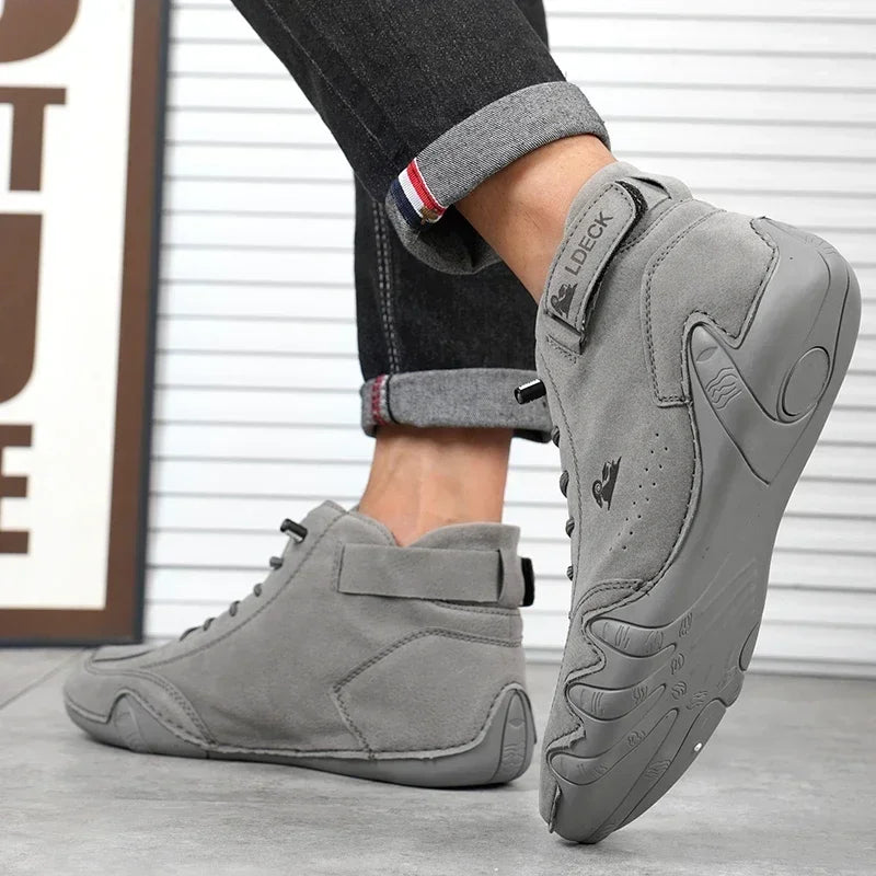 Men's Casual Bare Boots Luxurious Fashionable High Top Sports Shoes Trendy Loafers Waterproof Wear-resistant Motorcycle Shoes