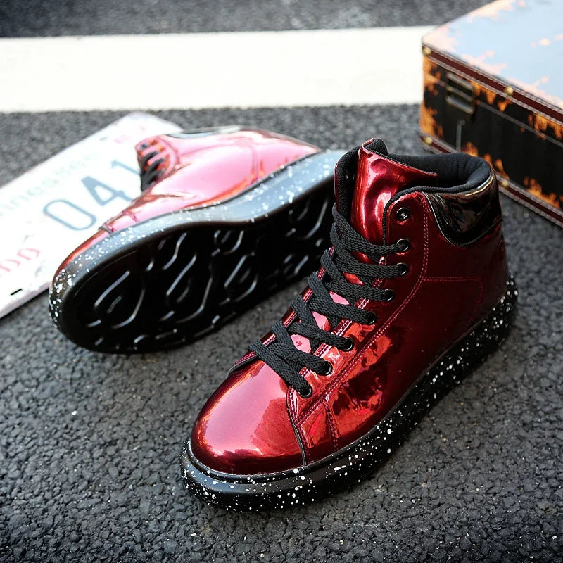 Fashion Outdoor Non-slip Flat Men Boots 2025 Autumn New Man Casual Shoe Comfortable High-top Couple Sneakers Pu Leather Designer