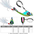 Spinner Bait 7g 10g 15g Metal Vib Fishing Lure Trolling Rotating Spoon Wobbler Sinking Hard Bait With Sequin Pesca For Bass Pike