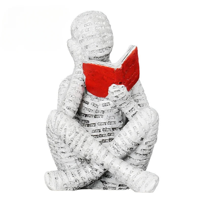 Modern Thinker Woman Statue – Resin Home Office Desk Décor