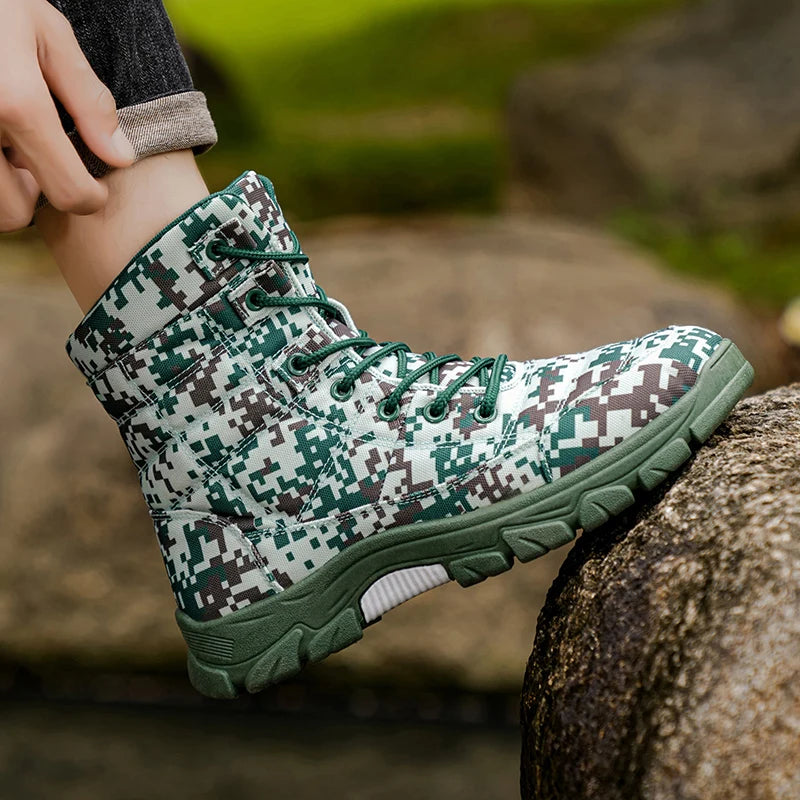 Men Boots High-top Mountain Sneakers Hiking Shoes For Men Outdoor Climbing Sneakers Autumn Winter Walking Zapatillas Hombre
