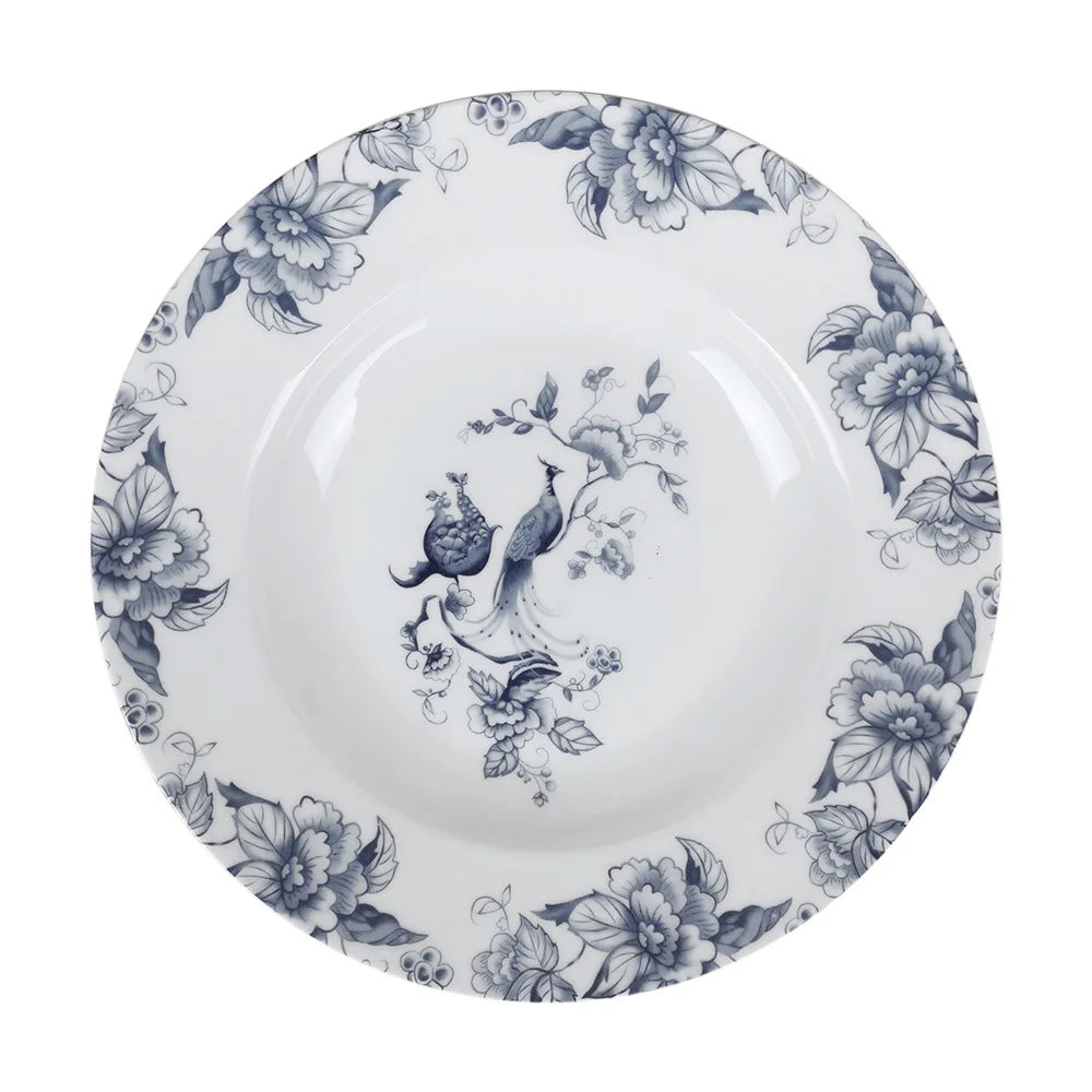 Bone China Dinning Plates Set Chinse style Flower Bird Peacock Porcelain Plate for Dessert Steak Bread Cake Dish Tray Coffee Cup