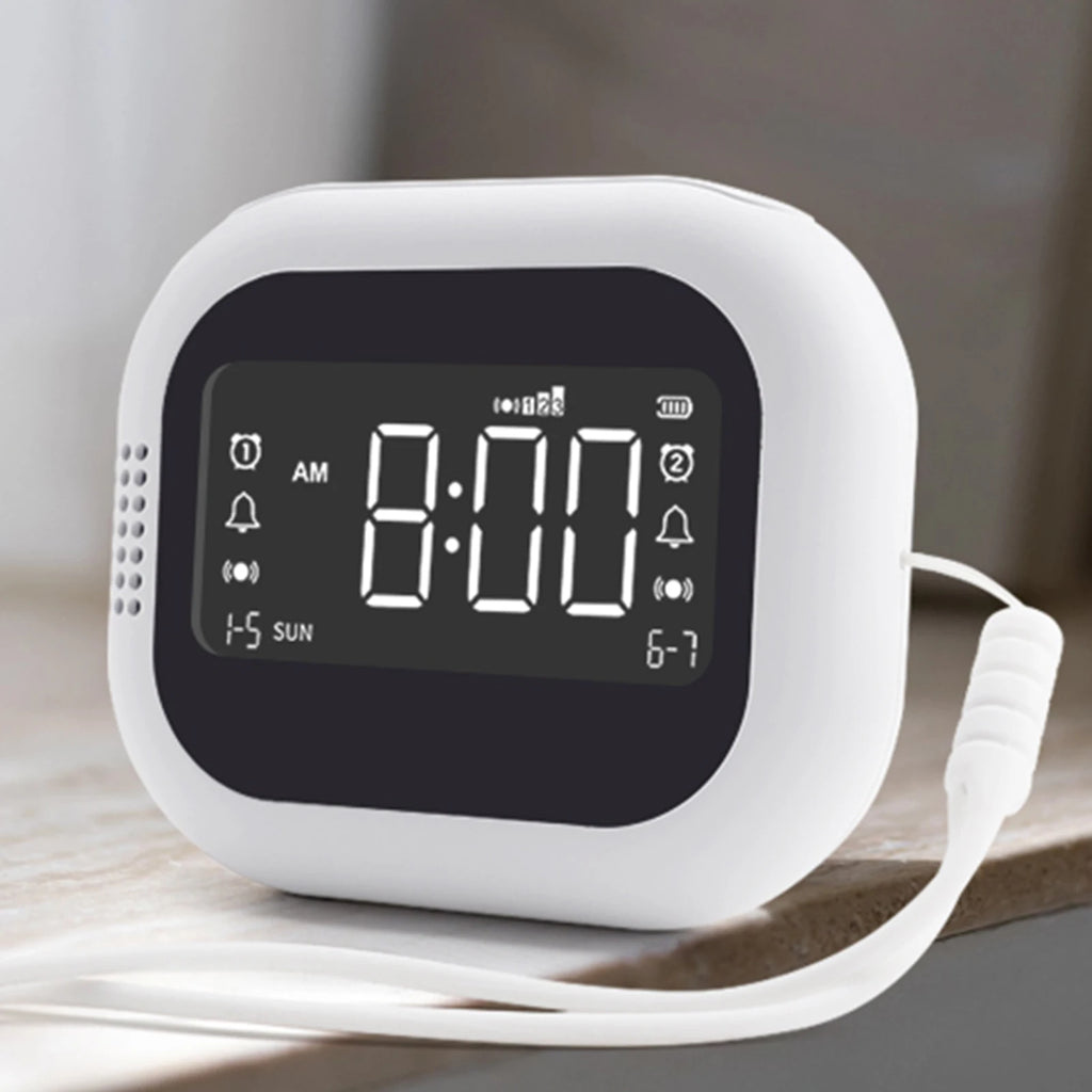 Vibrating Alarm Clock with FM Radio and Rechargeable 1800mAh Battery for Heavy Sleepers, Elderly Dorm Room Hearing Impaired