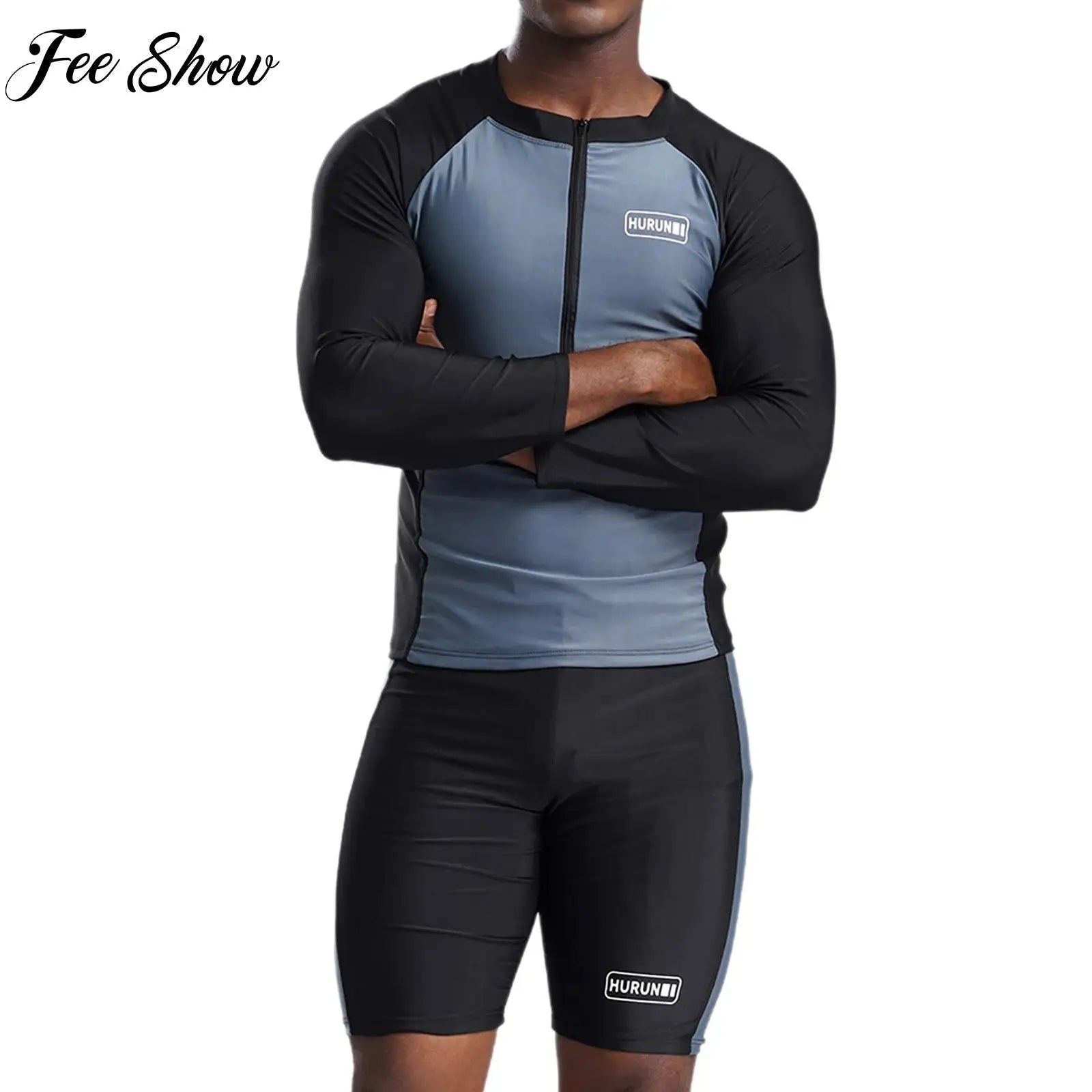 Mens Long-sleeved Snorkeling Suits Adult Two Piece Swimwear UPF 50+ Rash Guard Swimsuit Man Breathable Quick-drying Surfing Sets