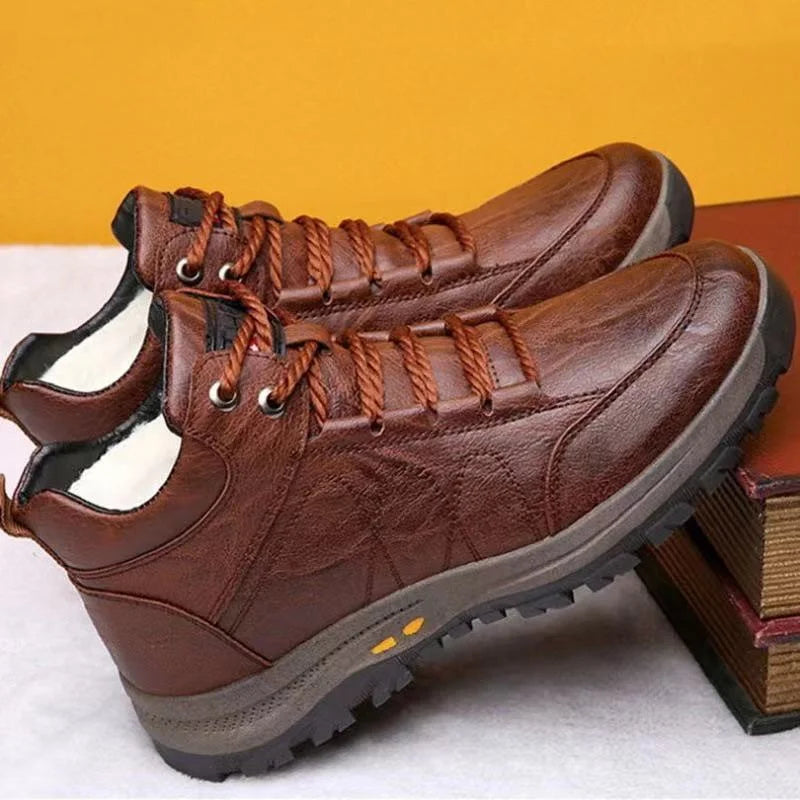 Men’s Winter Sneakers High Top Leather Lined Hiking Casual Sports Shoes