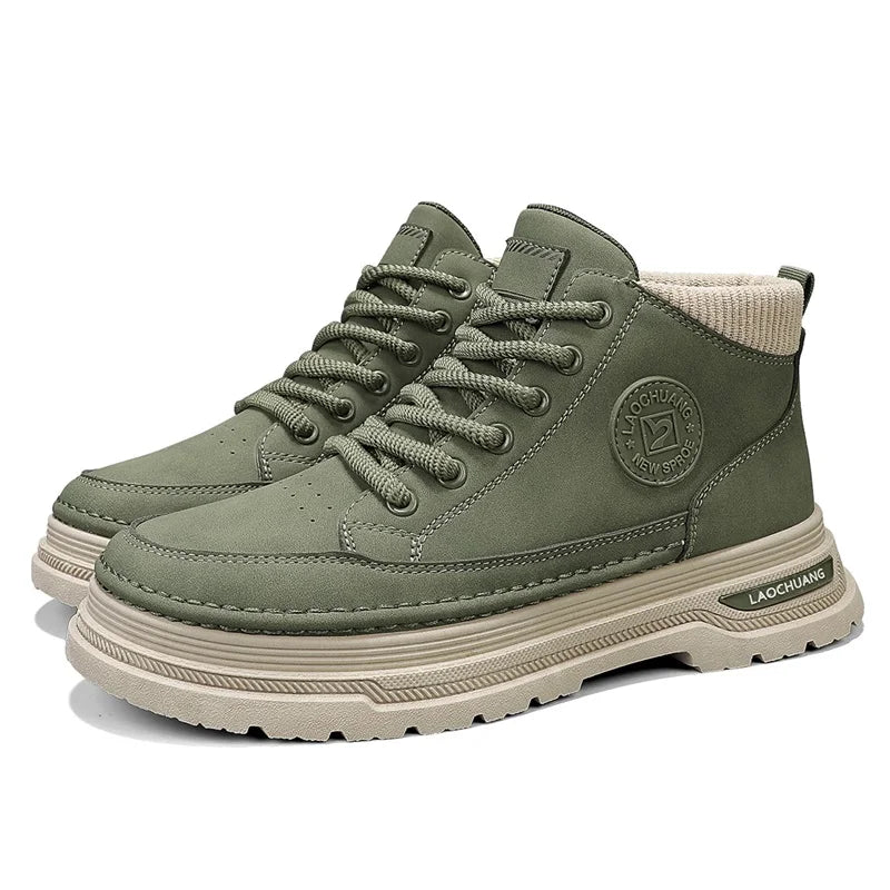 Men's Denim Boots Versatile High Top Casual Sports Shoes Trainer Outdoor Fashion Wear-resistant Running Shoes Motorcycle Boots