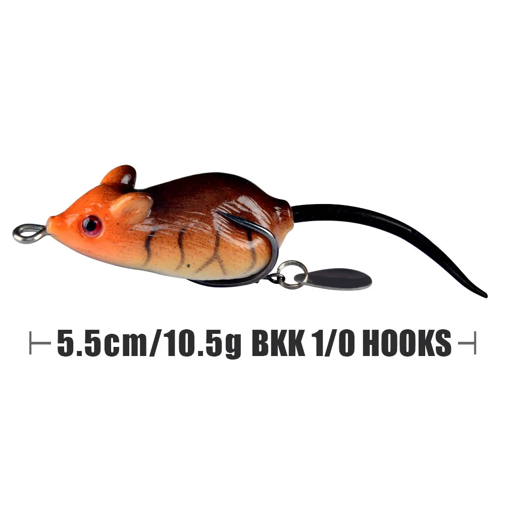 1Pcs Topwater Soft Mouse Bait Fishing Lures 5.5cm 10.5g Treble Hooks Ray Frog Crankbait Artificial Bait Bass Pike Fishing Tackle