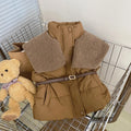 Kids Clothes for Girls Casual 2023 Autumn Winter Thick Warm Large Turn-down Collar Vest Fashion All-match Blouse Solid Pants