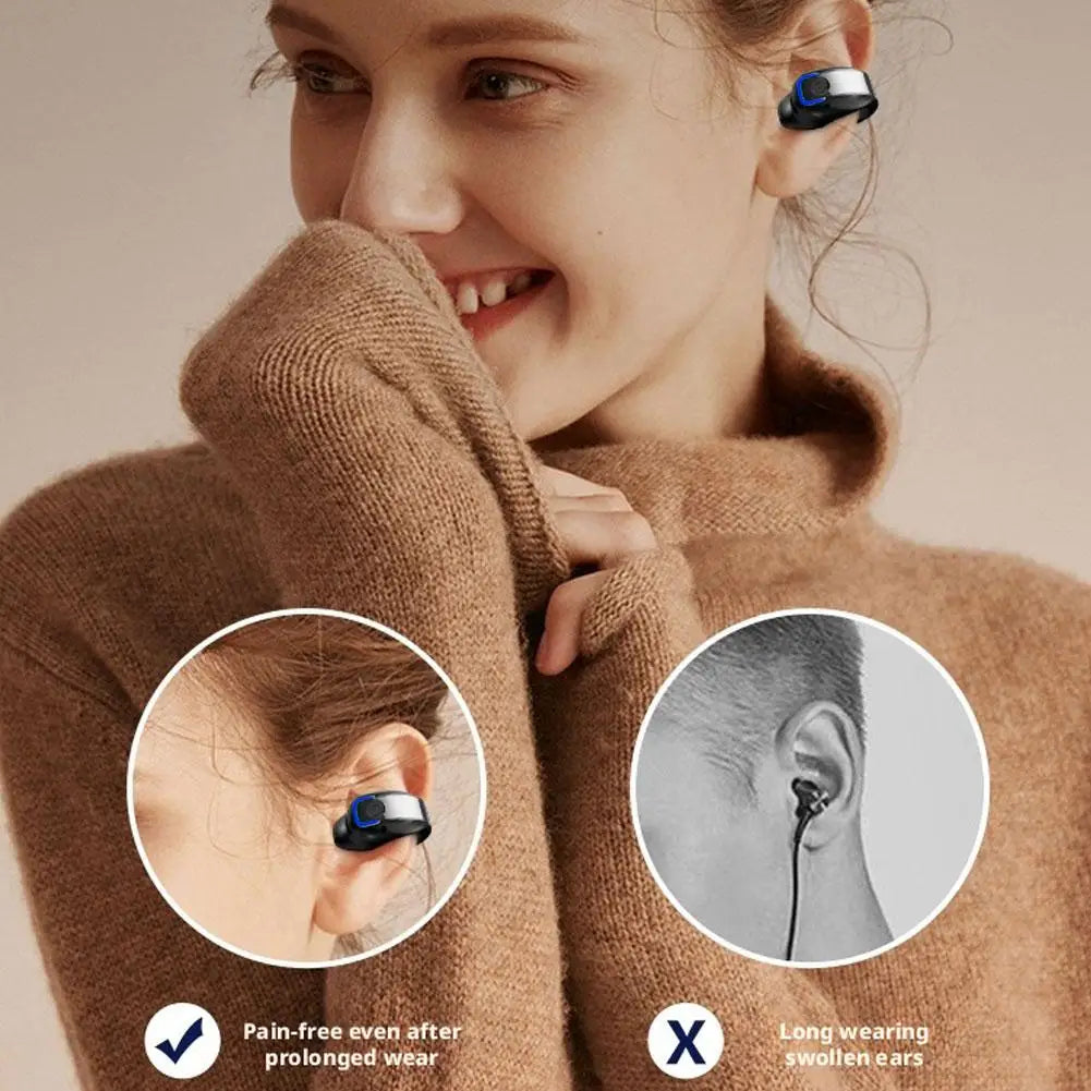 Open-Ear Air Conduction Earbuds Bluetooth 5.4 Clip-On Single Headset HIFI Stereo Sound Waterproof Sport/Running Mini Earphone