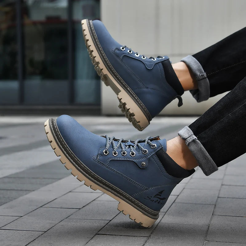 New Handmade Men Boots Ankle Winter Leather Shoes Autumn Outdoor Hiking Boots Sneakers Hombres Botas High Top Footwear Anti Slip
