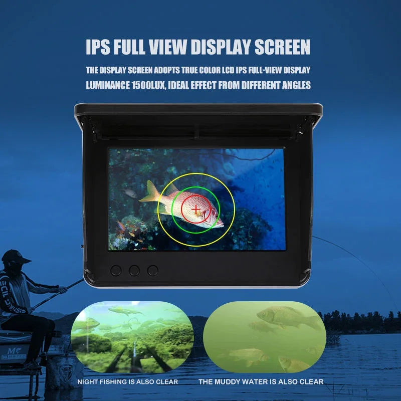Portable Handheld Fish Depth Finder 4.3" LCD Screen 1080P 175° Underwater Fishing Camera Night Vision for Kayak & Boat