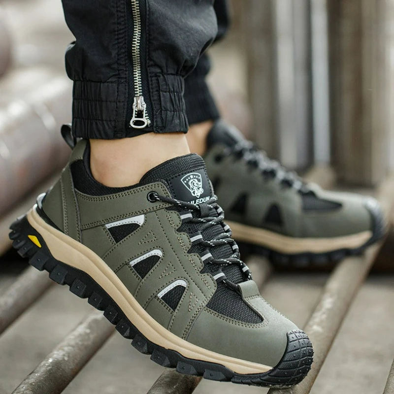 Men's Safety Boots Work Protective Shoes Anti-smash Anti-puncture Men Boots Outdoor Sneakers Non-slip Lace-up Steel Toe Shoes