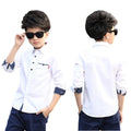 Kids Clothes Spring Autumn Boys Cotton Blouses Kids Boys Long Sleeve Shirt Children Fashion Shirt 5-15 Years Turn-down Collar