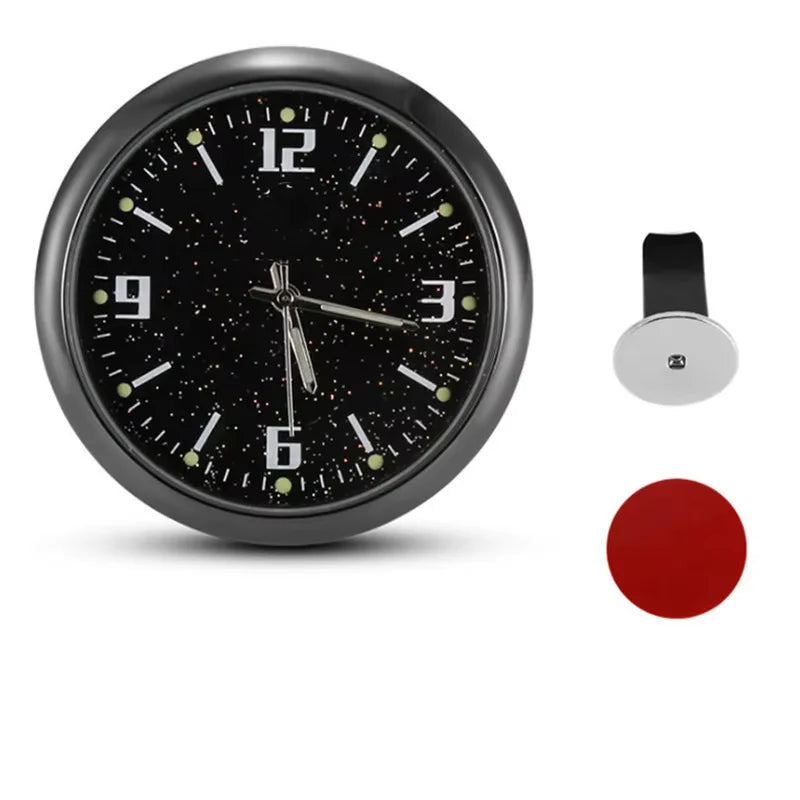 Black Car Clock Analog Alarm Clock Round Display Car RV Truck Interior Dash Mount electronic Quartz Clocks Car Gadgets